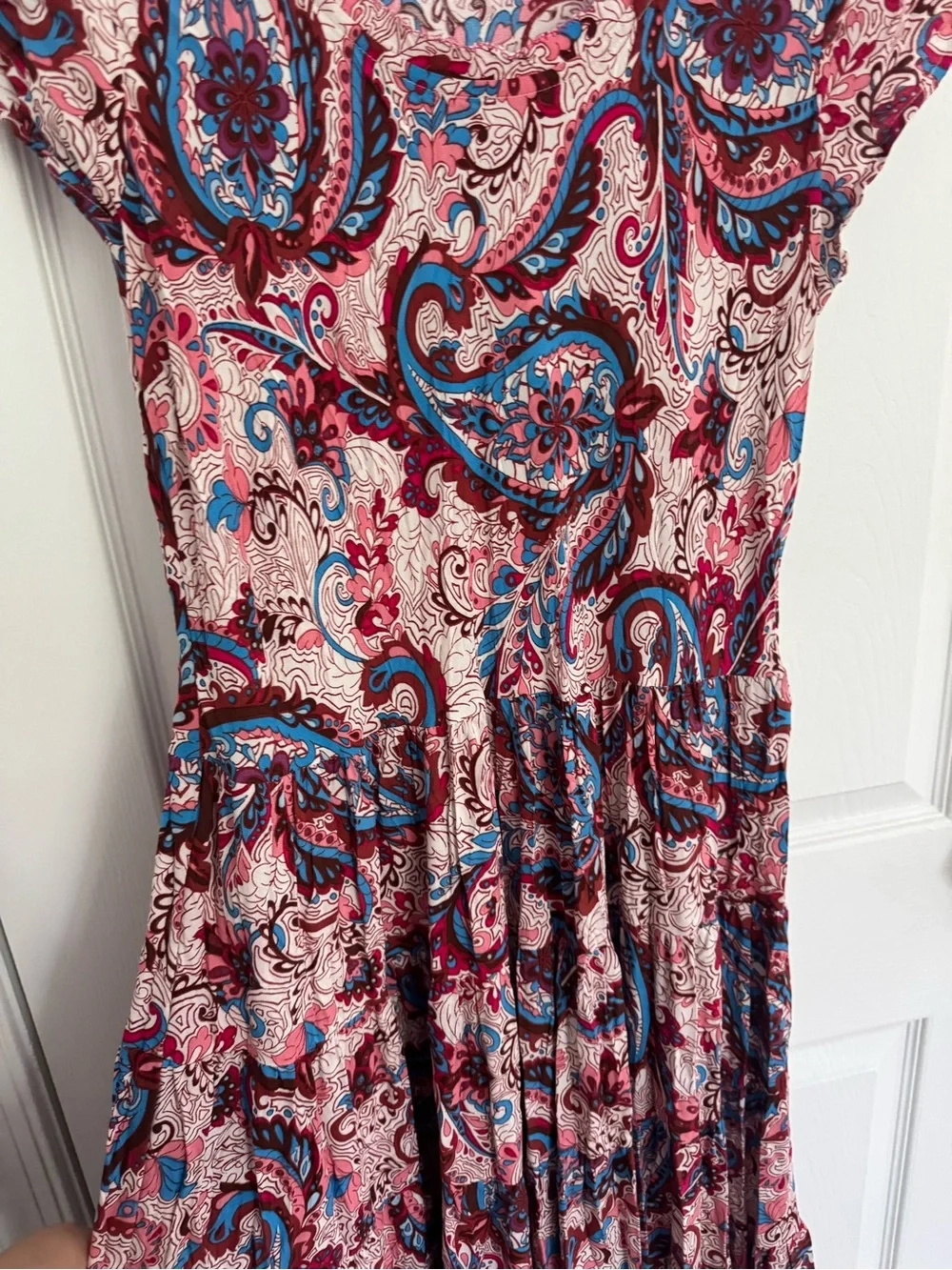 Soft Surrondings Women's Coral Paisley Maxi Dress with Cap Sleeves - Picture 10 of 10